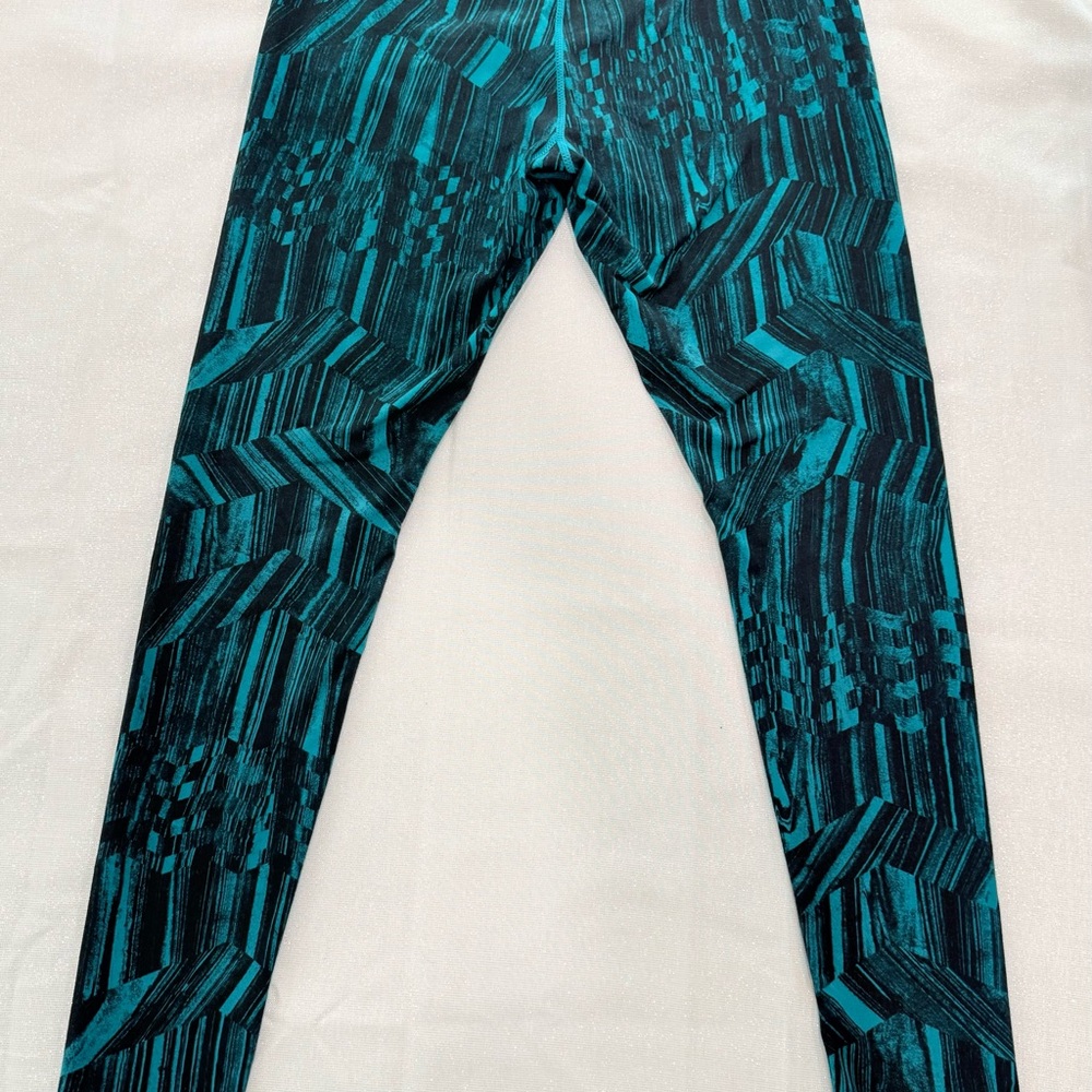 Zella Womens Teal Black Geometric Abstract Print Activewear Leggings Size Medium - Picture 5 of 5